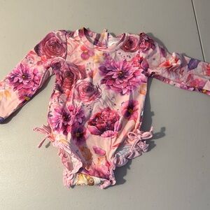 Minimally worn Posh peanut floral bathing suit in 12-18 months